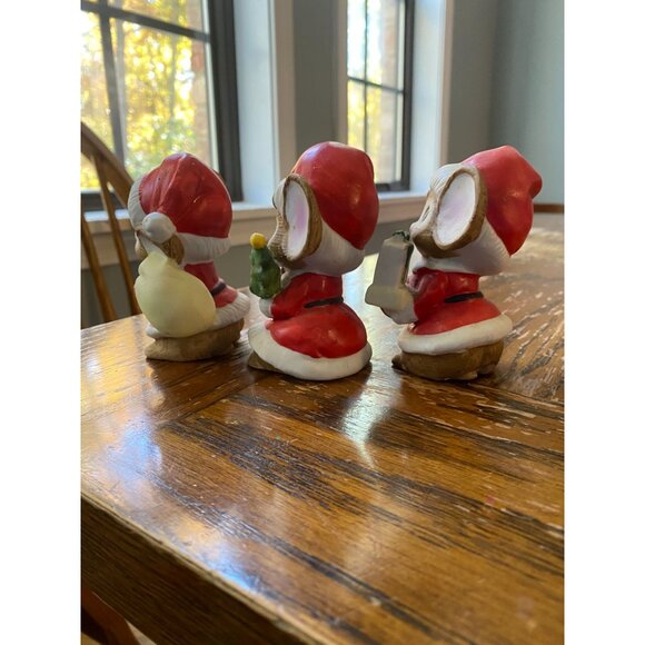 Vintage Homco Christmas Mice Santa Figurines Set Of 3 Holiday Collectibles - Picture 5 of 6
